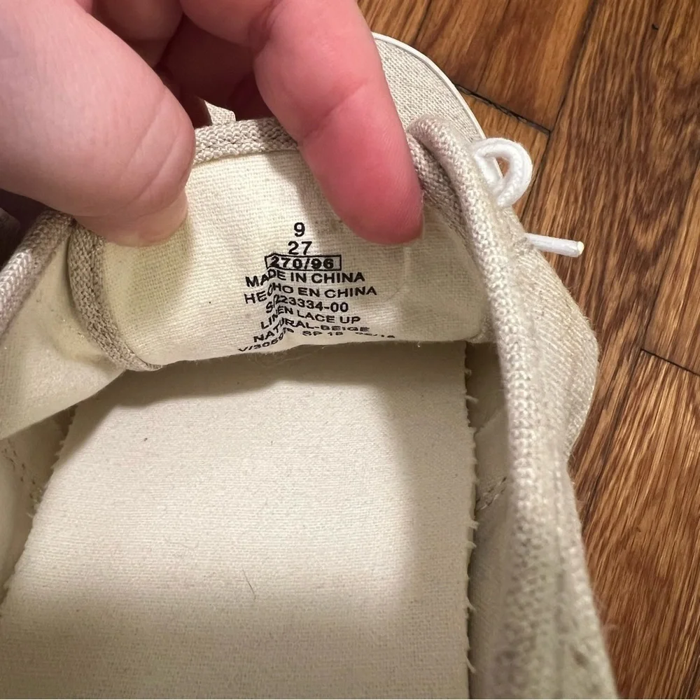 Old Navy Men's Size 9 Linen Lace-Up Sneakers Natural Beige White Low-Top